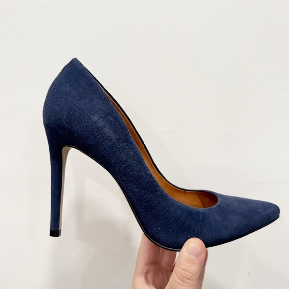 Cathy Jean Brazil Leather Pointed Toe Stiletto Heel Shoe Size 7 Blue - Picture 1 of 7